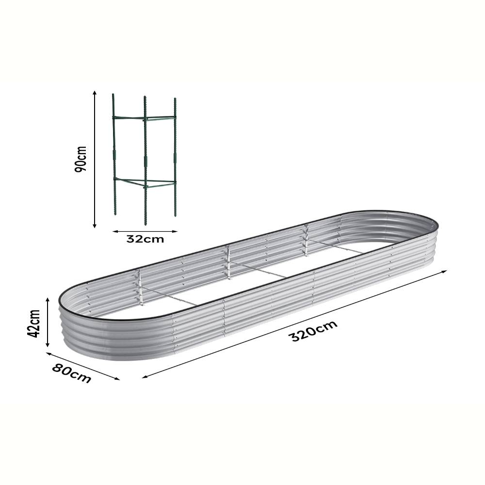Garden Bed Oval-shaped Galvanized Steel Raised  Galvanized Planter Box Garden Planter With Metal | Large | Galvanized Silver