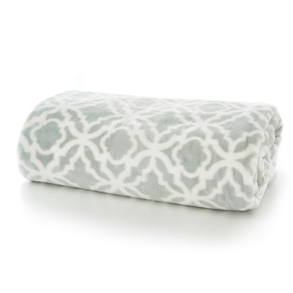 Morley Printed Heavyweight Supersoft Fleece Throw | 150cm x 180cm | Gray