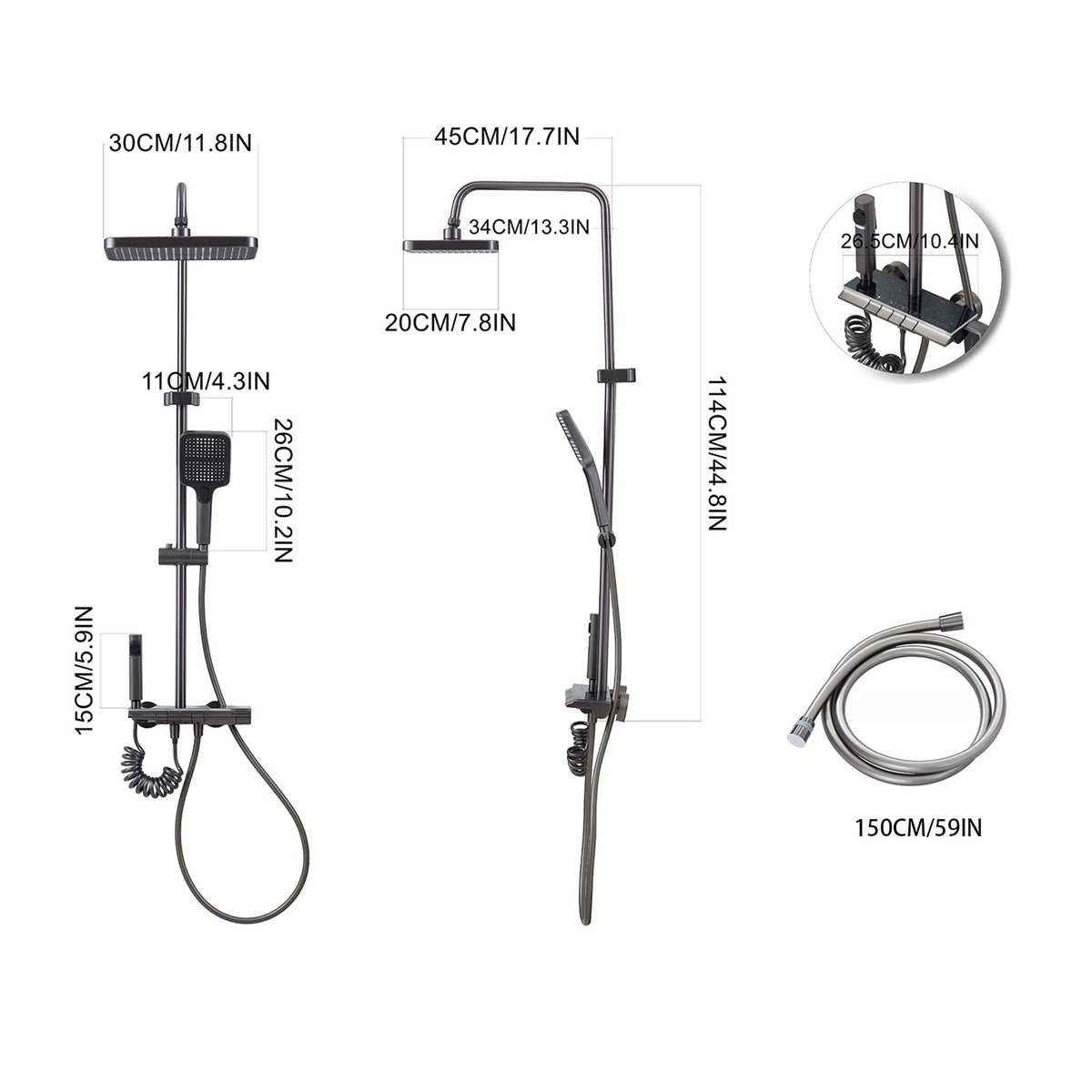 Breeins Wall-mount Bathroom Piano-key Panel Shower System Set