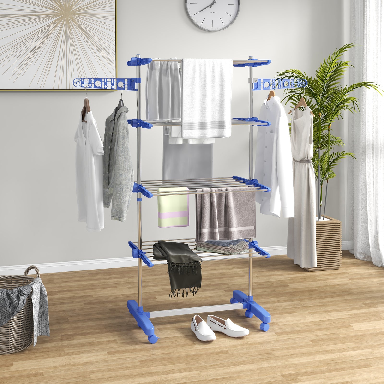 3/4 Tier Clothes Airer Stainless Steel Clothes Drying Rack | Large | Blue