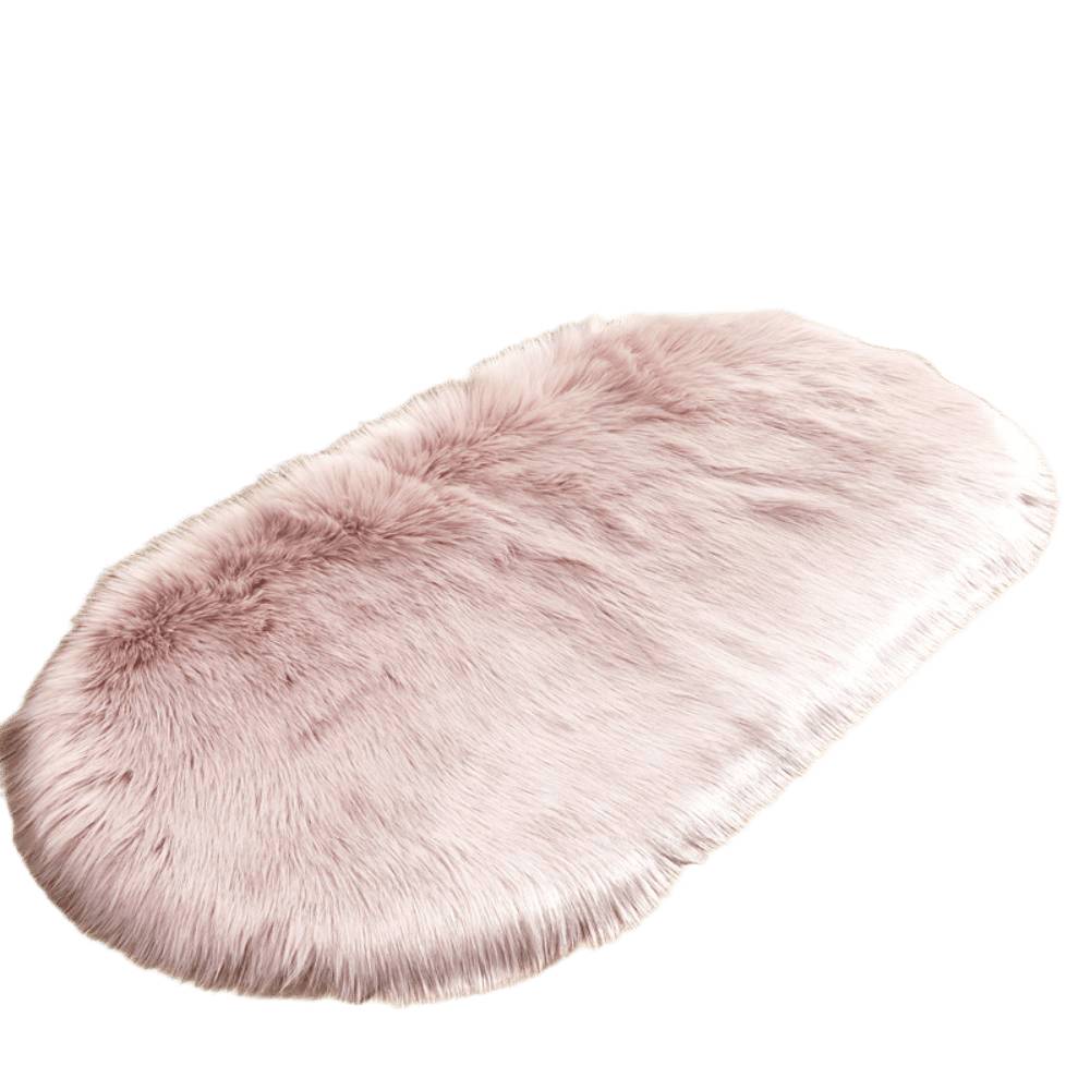 Oval Fluffy Shaggy Area Rug Super Soft Plush Carpet For Bedroom | Small | Pink