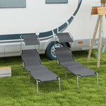 Reclining Sun Lounger Folding Recliner Garden Chair | Set of 2 | Dark Gray