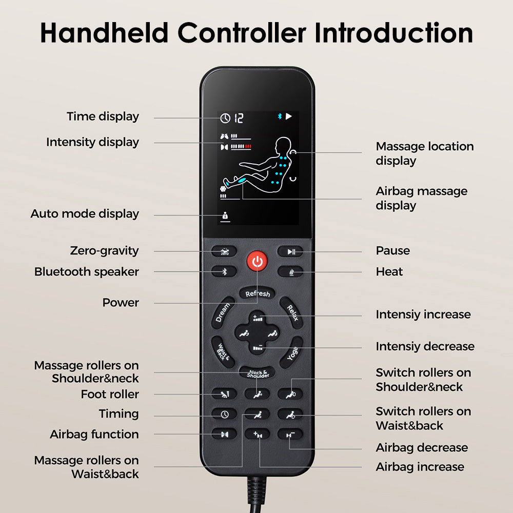 Zero Gravity Full Body Massage Chair With Heat And Handheld Remote Reclining Back, Foot Roller, Air Compression, Shiatsu Massage For Home And Office | Brown