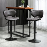 Bar Stool Set Of 2 Microfiber Adjustable | Dark Gray