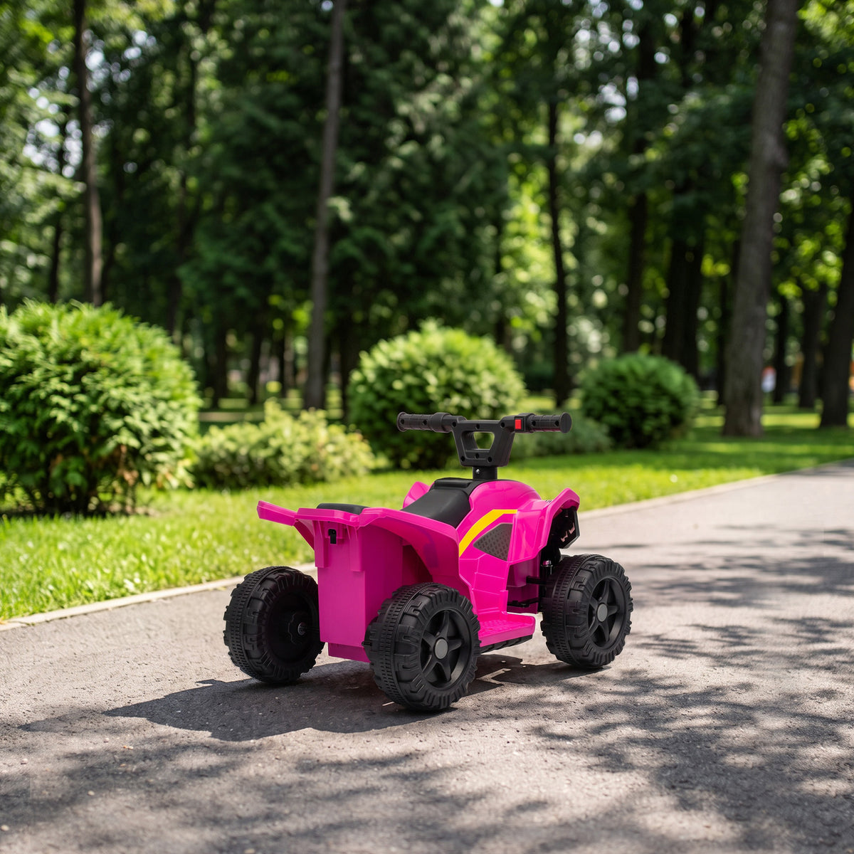 6v Electric Car, Kids Atv With Handlebar Button Control | Hot Pink