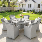 Rattan Garden Dining Set With Turntable, Aluminium Frame