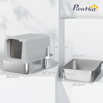 Stainless Steel Cat Litter Box With Removable Lid, Scoop, Grey | Grey