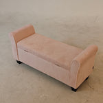 Corduroy Upholstered Storage Bench With Armrests | Pink