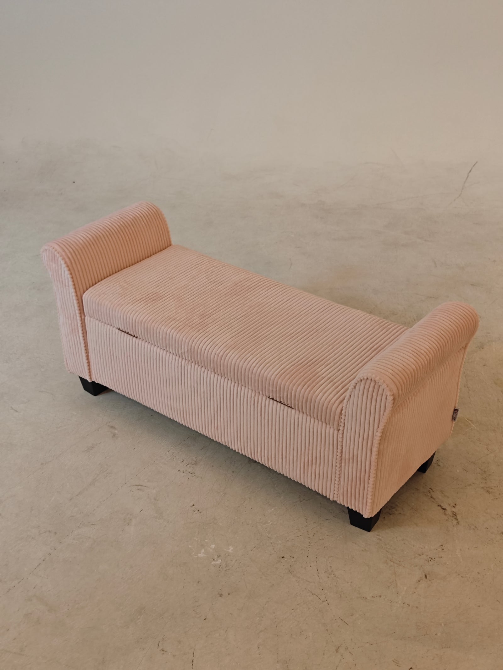Corduroy Upholstered Storage Bench With Armrests | Pink