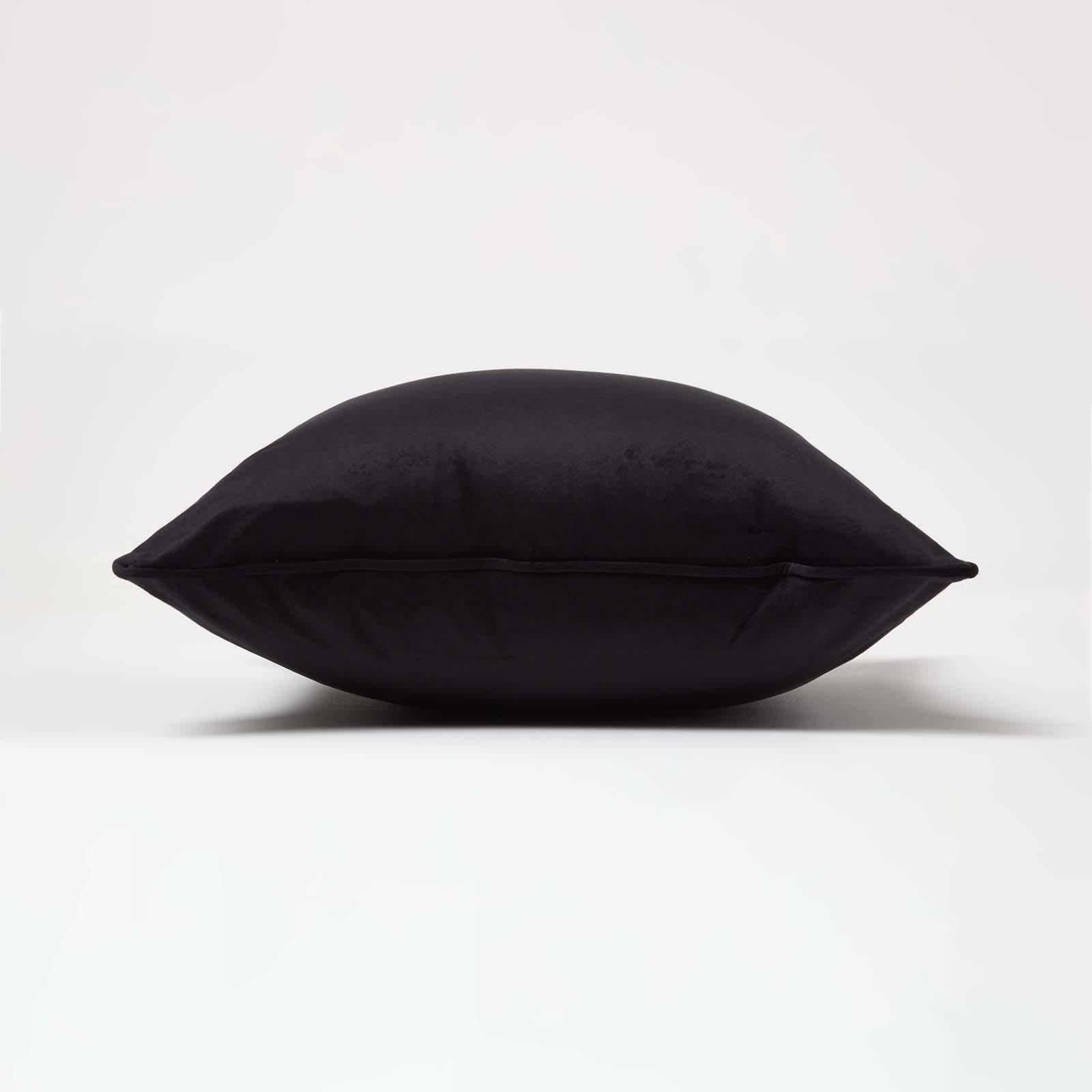 Filled Velvet Cushion With Piped Edge 46 X 46 Cm | 45cm x 45cm | Black