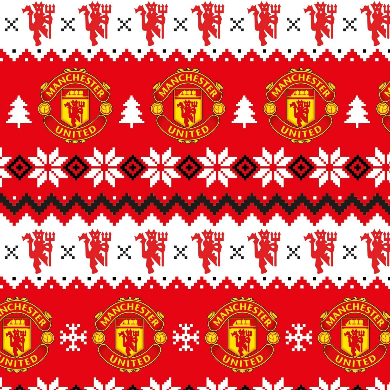 Manchester United FC Christmas Gift Wrap, 2 Sheet 2 Tag, Official Product