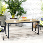 Garden Dining Table For 6 People W/ Slatted Table Top Metal