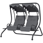 2 Seater Garden Metal Swing Seat Patio Chair Hammock | Light Slate Gray