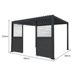Anthracite Aluminium Pergola With Led Lights & 2 X Shutter Panels | 3m x 4m | Anthracite