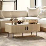 Coffee Table With Storage And Sliding Doors For Living Room