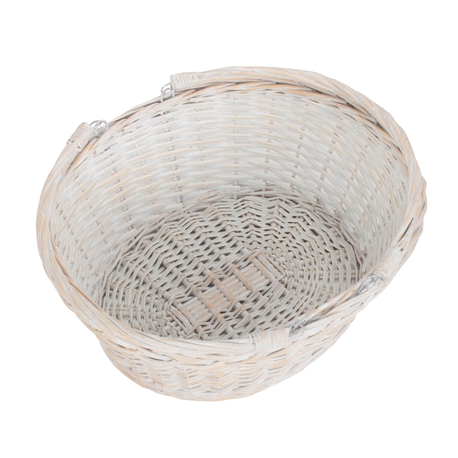 White Painted Wicker Swing Handle Shopping Basket | Medium | White