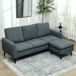 3 Seater Corner Sofa Couch Settee With Chaise Lounge | One Size | Dark Gray