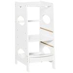 Step Stool Toddler Kitchen Stool With Adjustable Standing Platform | White