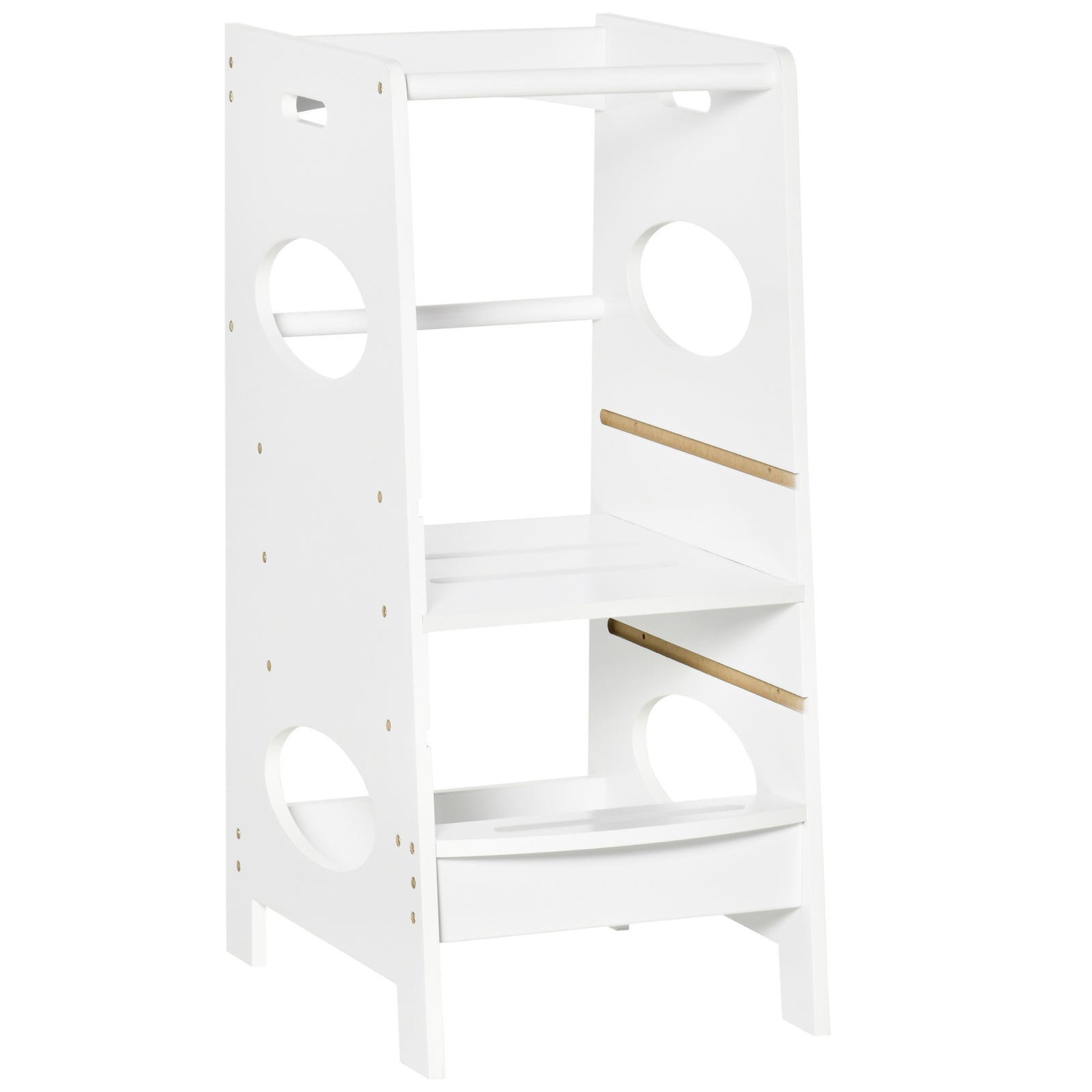 Step Stool Toddler Kitchen Stool With Adjustable Standing Platform | White