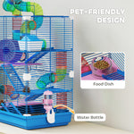 5 Tier Hamster Cage Carrier Habitat W/ Exercise Wheels, Blue