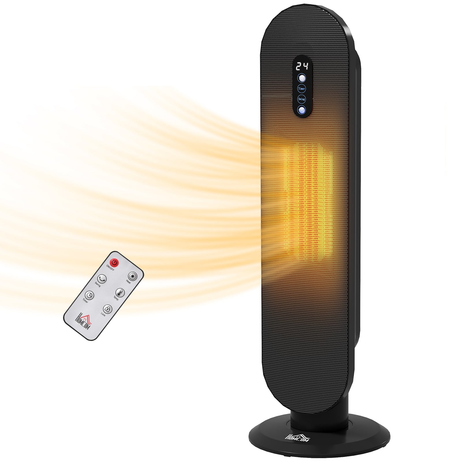 Ceramic Space Heater Tower Heater With Oscillation | One Size | Black