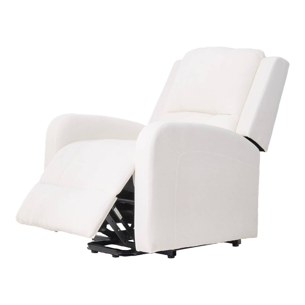 Living and Home Chenille Massage Recliner Chair With Heat – Push-back Single Sofa, 8-point Vibration, 5 Modes & Timer, White Beige