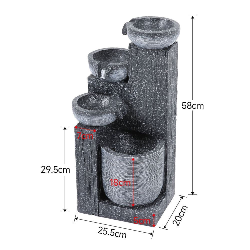 Outdoor Solar-powered Water Fountain Rockery Decor