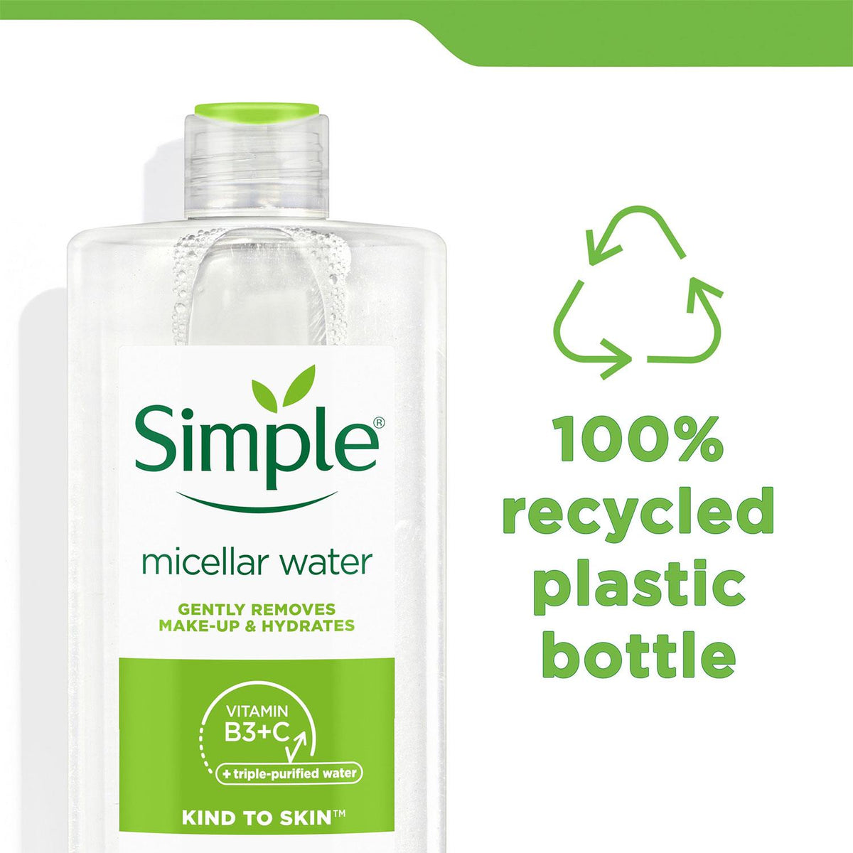 Kind To Skin Make-up Remover Micellar Cleansing Water, 6 Pack, 400ml | Set of 6 | White
