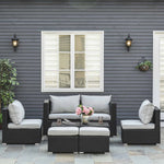 Outdoor Patio Furniture Set Weather Wicker Rattan Sofa Chair | Black