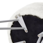 Round Fuzzy Ottoman Vanity Stool Soft Plush Makeup Chair For Bedroom | White