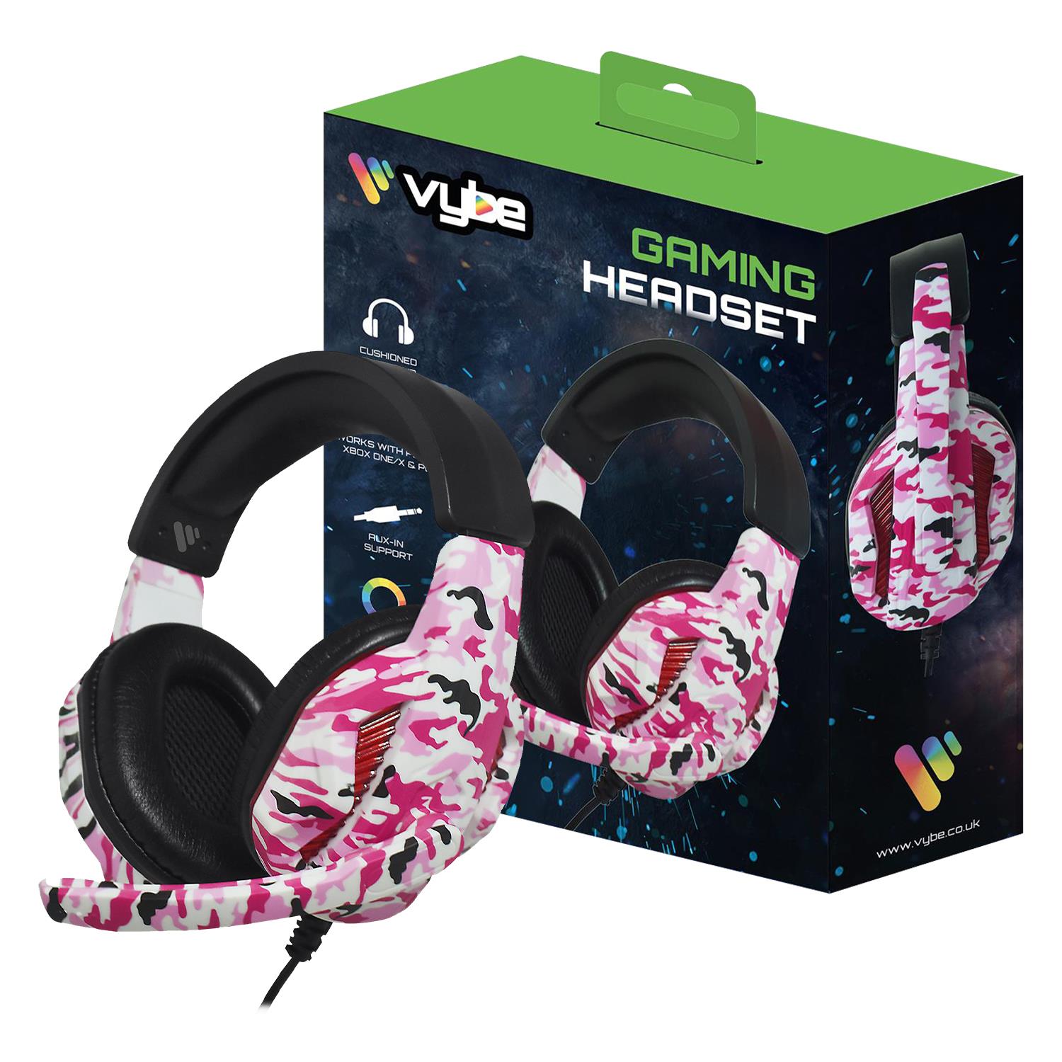 Headset Camo Design For Ps, Xbox & Pc Gaming | Pink