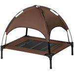 Pawhut 76cm Elevated Dog Bed Cooling Raised Pet Cot Uv Protection Canopy | Brown