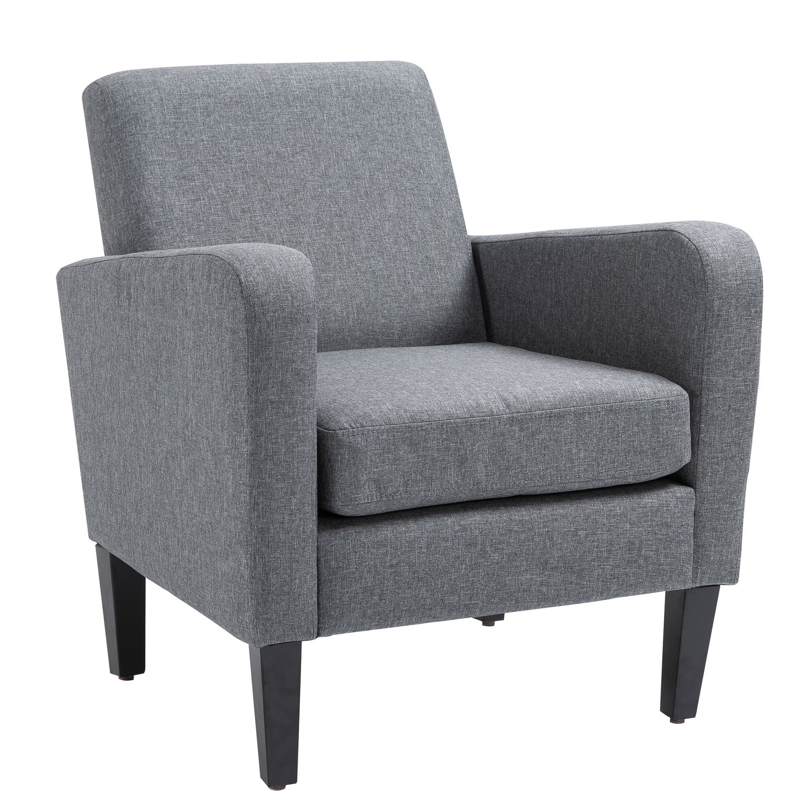 Modern Armchair Accent Chair With Rubber Wood Legs | One Size | Gray