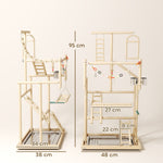 PawHut Wooden Bird Playground With Ladders, Chain Toy, Steel Cups And Tray
