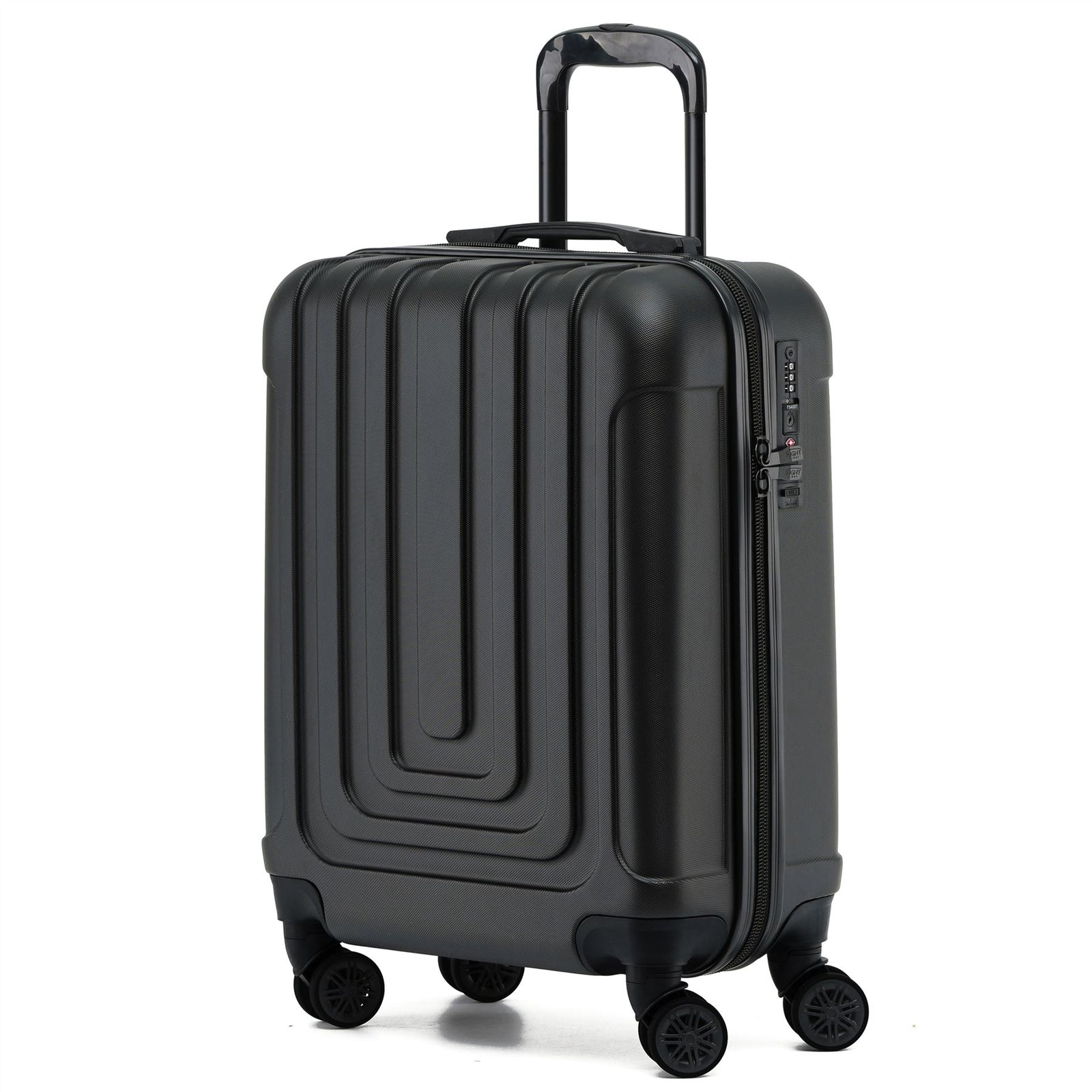 55x40x20cm Lightweight Luggage Overhead Cabin Hard Shell Cabin Suitcase 60+ Airlines Approved - Carry On Case - 4 Wheels | Cabin | Black