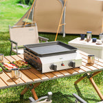 Gas Grill, Gas Bbq W/ Non-stick Griddle For Camping | Small | Silver