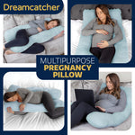 Pregnancy Pillow, U Shaped Shredded Memory Foam Maternity Cushion Machine Washable & Removable Velvet Cover | L | Blue
