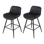 Set Of 2 Modern Pu Leather Bar Stools With Backrest – Padded Seat, Metal Legs