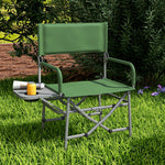Folding Camping Chair Directors Chair W/table And Cup Holder | Green