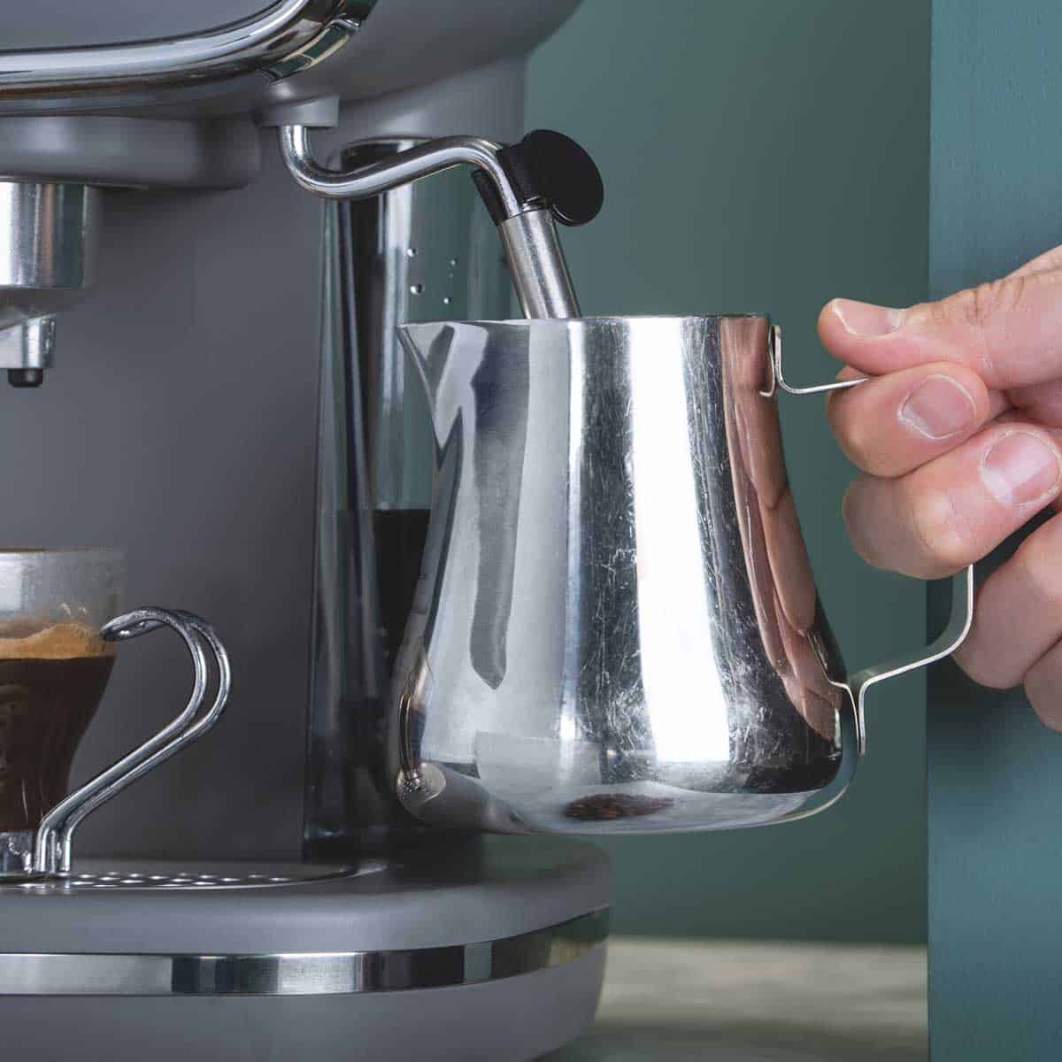 15-bar Retro Espresso Coffee Machine With Steam Wand | Grey & Silver
