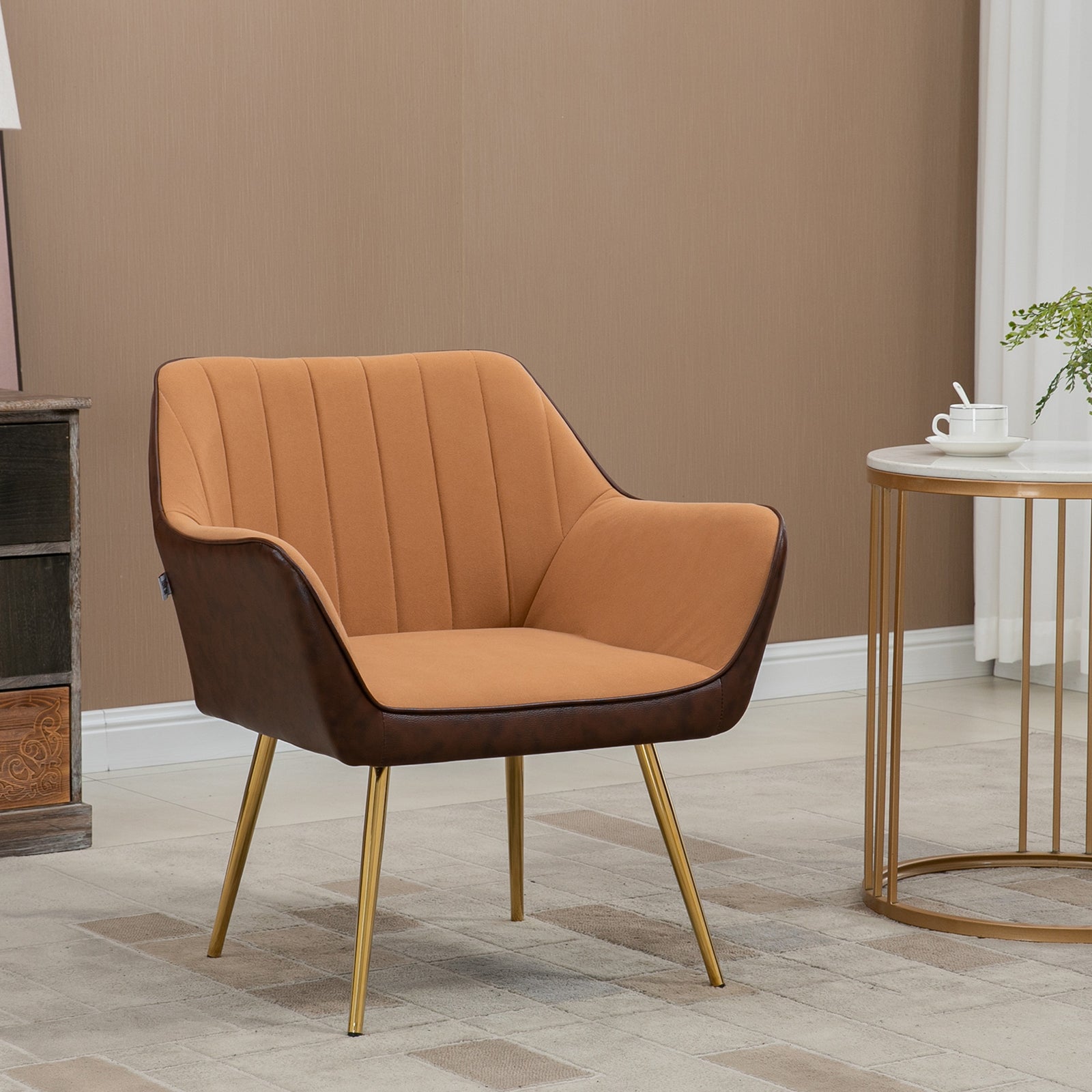 Accent Chairs Velvet Armchairs Living Room Bedroom | One Size | Brown