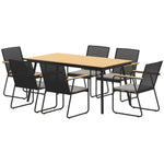 6 Seater Garden Dining Set With Cushions Rattan Backrest | Natural