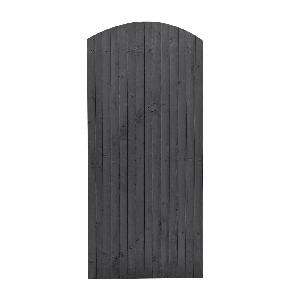 90cm W X 150/180/210cm H Wooden Garden Gate With Arched Top, Grey Pine Wood Outdoor Fence Gate With Installation Hardware | 210cm | Grey