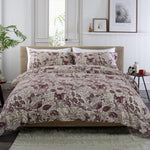 Hidden Forest Mulberry 100% Cotton Brushed Duvet Cover Set | Double | Red