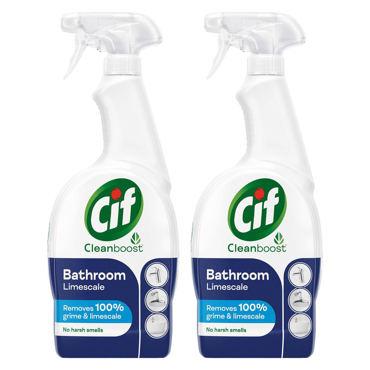 2x700ml Cif Cleanboost Bathroom Spray Removes Limescale w/ 100% Streakfree Shine | Set of 2