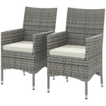 2 Pc Rattan Chair Patio Sofa Chairs Set Cushioned Outdoor