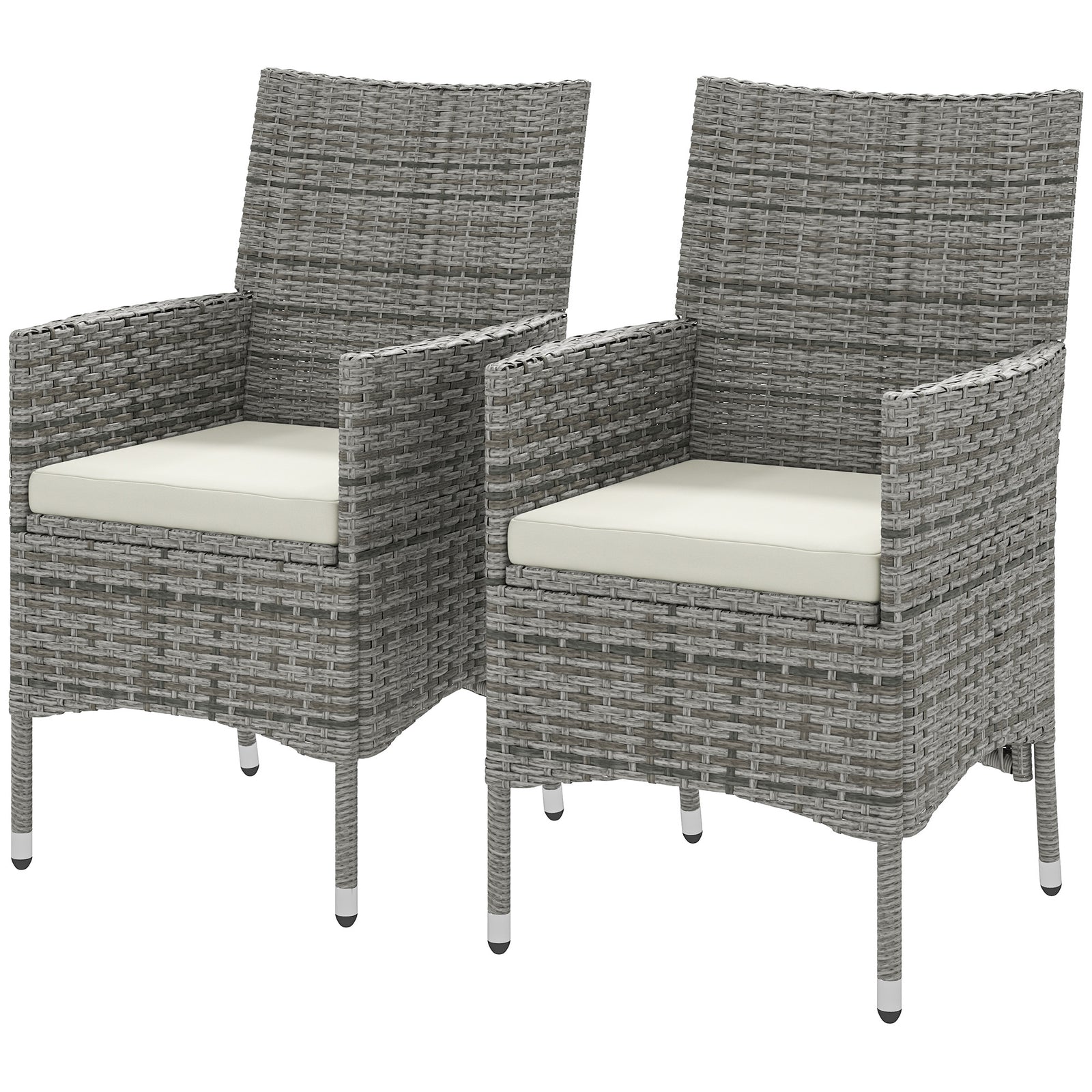 2 Pc Rattan Chair Patio Sofa Chairs Set Cushioned Outdoor