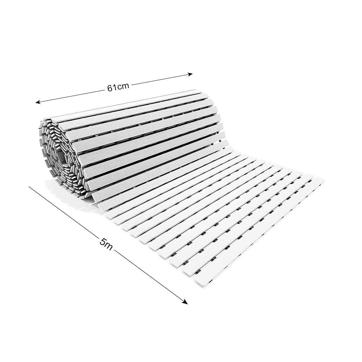 Pvc Duckboard Wet Area Non-slip Mat Drainage Matt - 61cm X 5m Roll | White