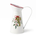 White Christmas Holly & Mistletoe Decorative Vase