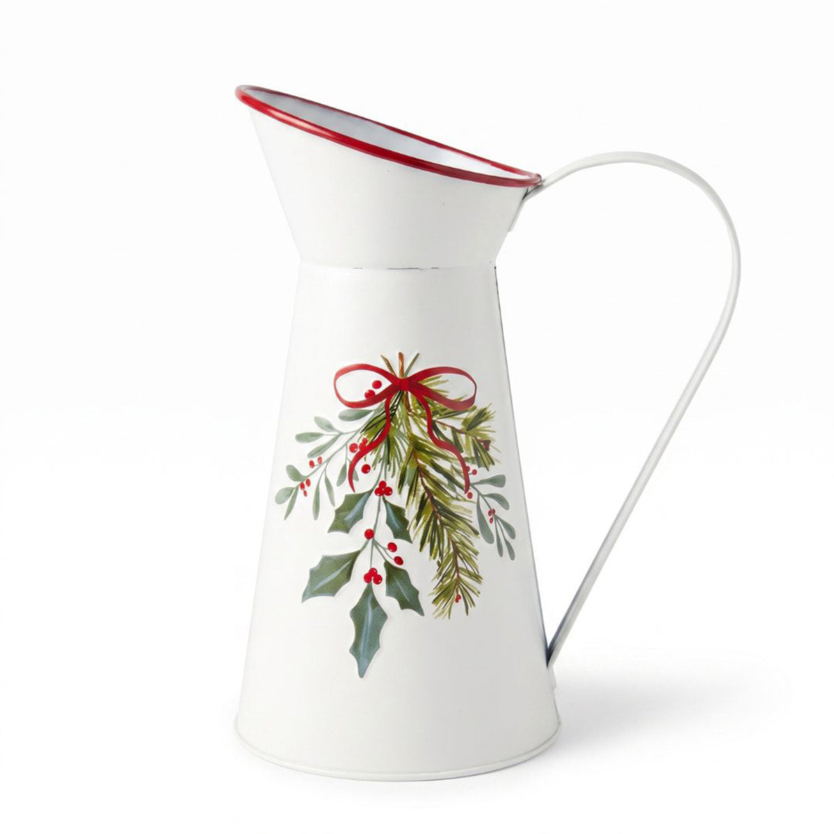 White Christmas Holly & Mistletoe Decorative Vase